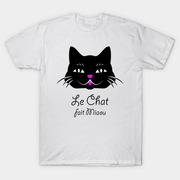 Black Cat Speaks French T-Shirt by AntiqueImages